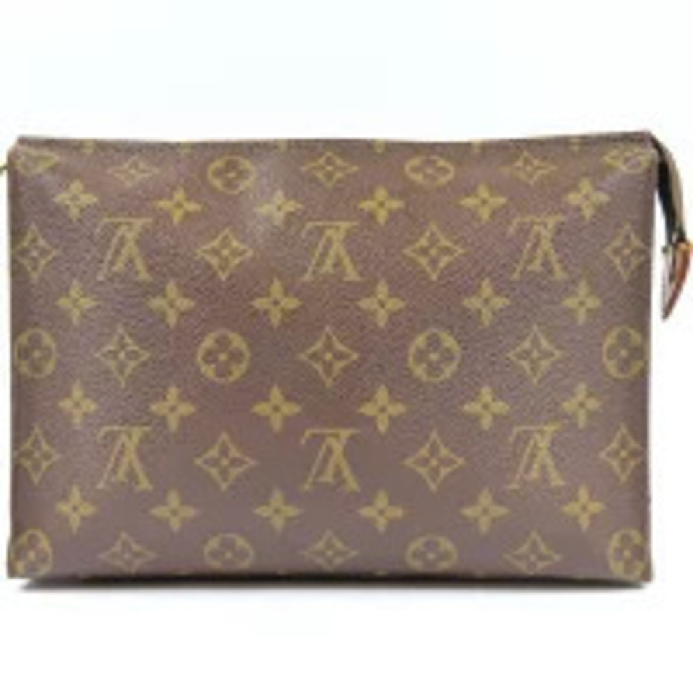 Louis Vuitton Shoulder Leather Monogram Pochette Clutch Bag Brown Toilette Brown